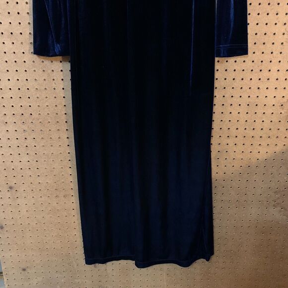 Velvet Blue Maxi Dress Goth Whimsygoth Fairy Dark Romantic Long Sleeves Large - Picture 7 of 7
